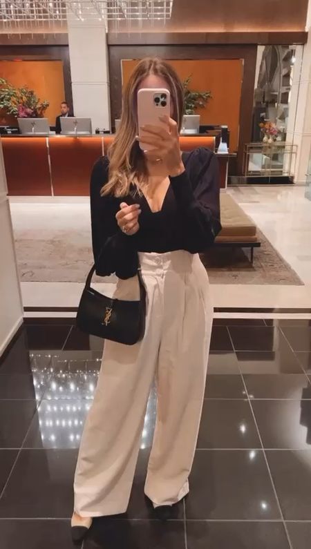 Feminine and comfortable outfit idea, super flattering. Fits true to size I am wearing a size small on everything. 

#LTKstyletip #LTKitbag #LTKover40