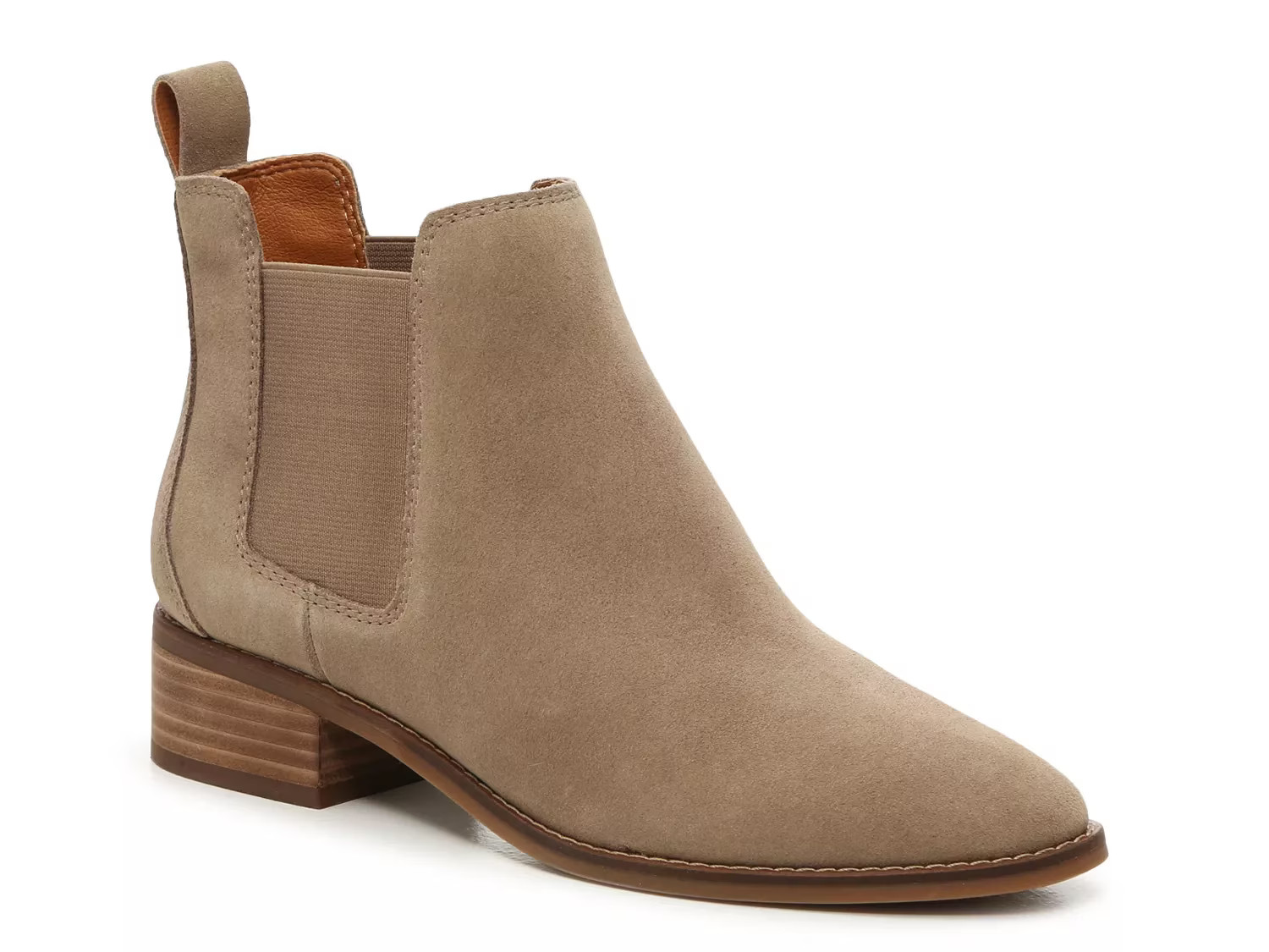 Lucky Brand Lufti Chelsea Boot - Women's - Taupe Suede - Block Bootie Chelsea | DSW