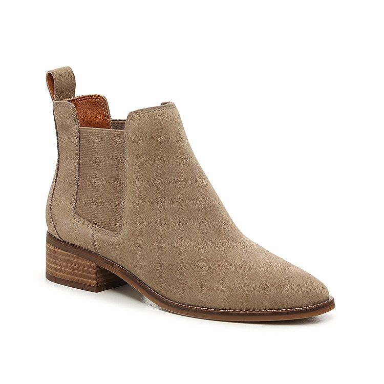 Lucky Brand Lufti Chelsea Boot - Women's - Taupe Suede - Block Bootie Chelsea | DSW