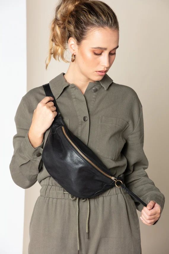 Fanny Pack Leather Belt Bag Crossbody Waist Purse Bum Bag in - Etsy | Etsy (US)