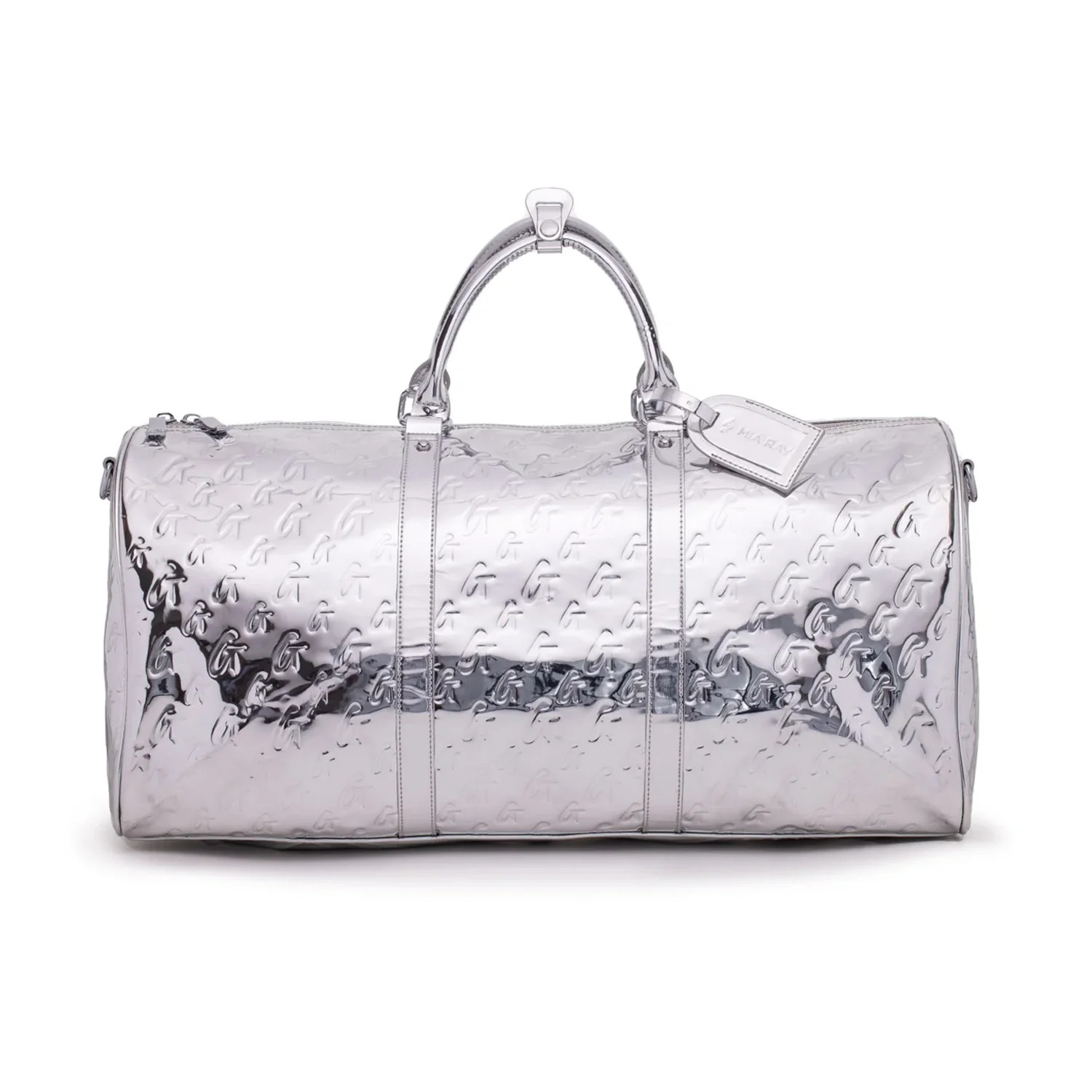 METALLIC MONOGRAM DUFFLE BAG - METALLIC SILVER | Glam-Aholic Lifestyle