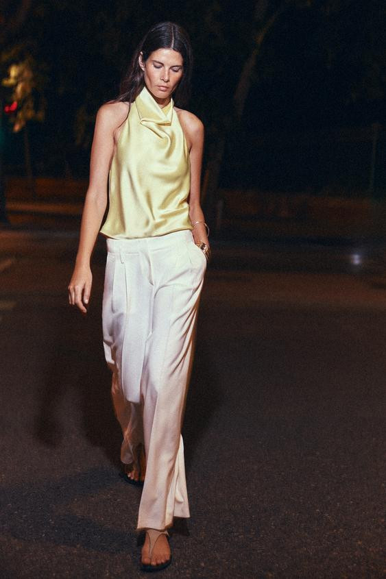 SATIN EFFECT HALTER TOP | Zara US