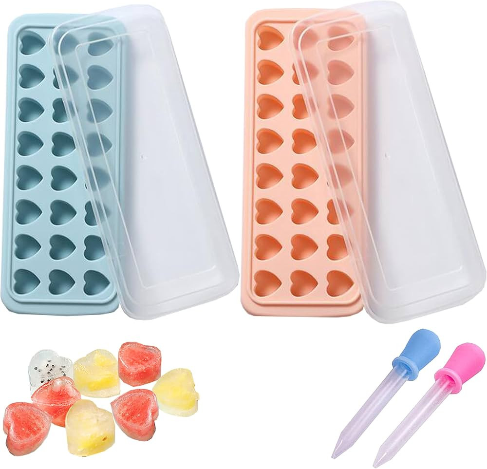 Heart Shaped Silicone Ice Cube Tray Candy Molds Silicone Mold 24-Cavities, Ice Cube Mould with Re... | Amazon (US)