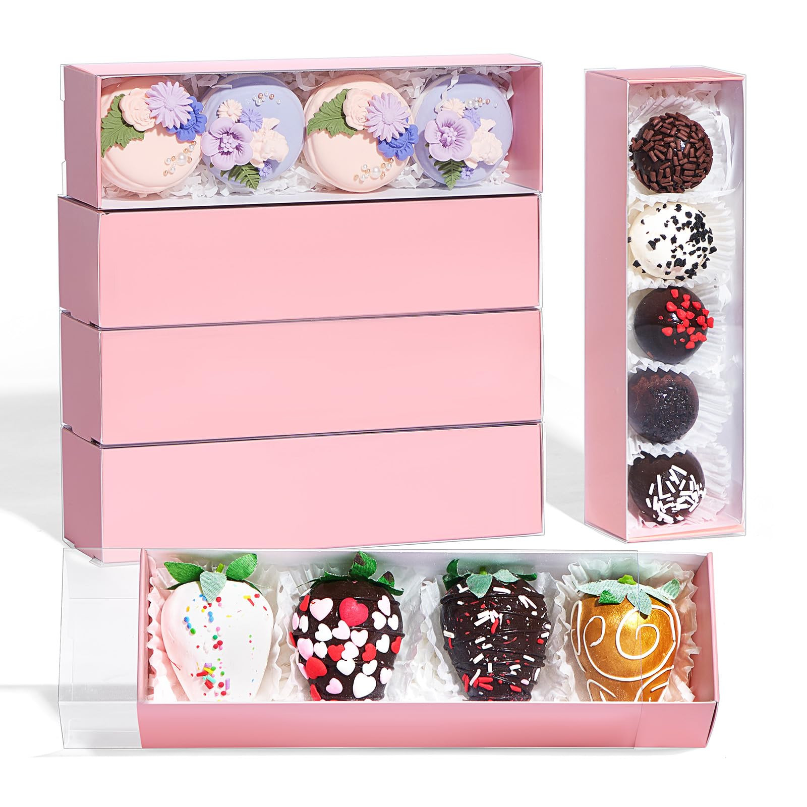 12Pcs 8x2.2x2 Inches Mcaron,Truffle,Chocolate Boxes Empty Bakery Boxes for Chocolate Covered Stra... | Amazon (US)