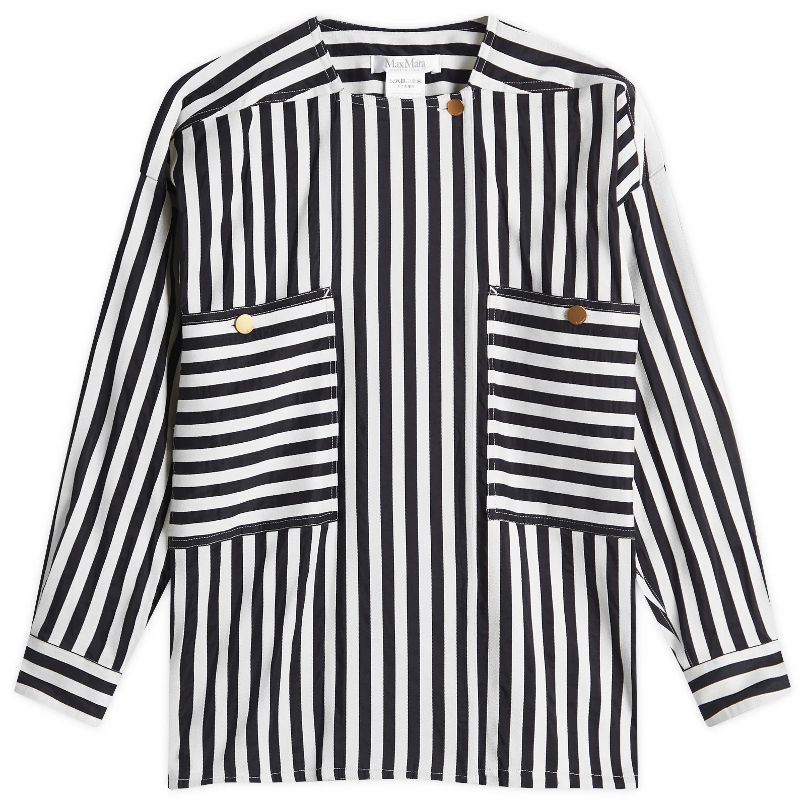 Max Mara Women's Paio Stripe Shirt in White Black, Size UK 8 | END. Clothing