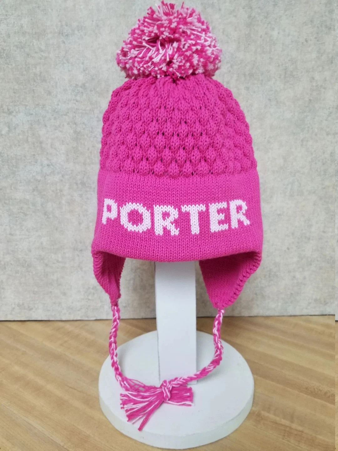 Ear Flap Popcorn Hat With Pompom and Braided Tassels. - Etsy | Etsy (US)