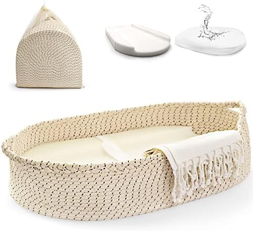 J&JOO Baby Changing Basket - Raised Side Foam Pad with Wipeable Water-Resistant Pad Cover, Built-... | Amazon (US)