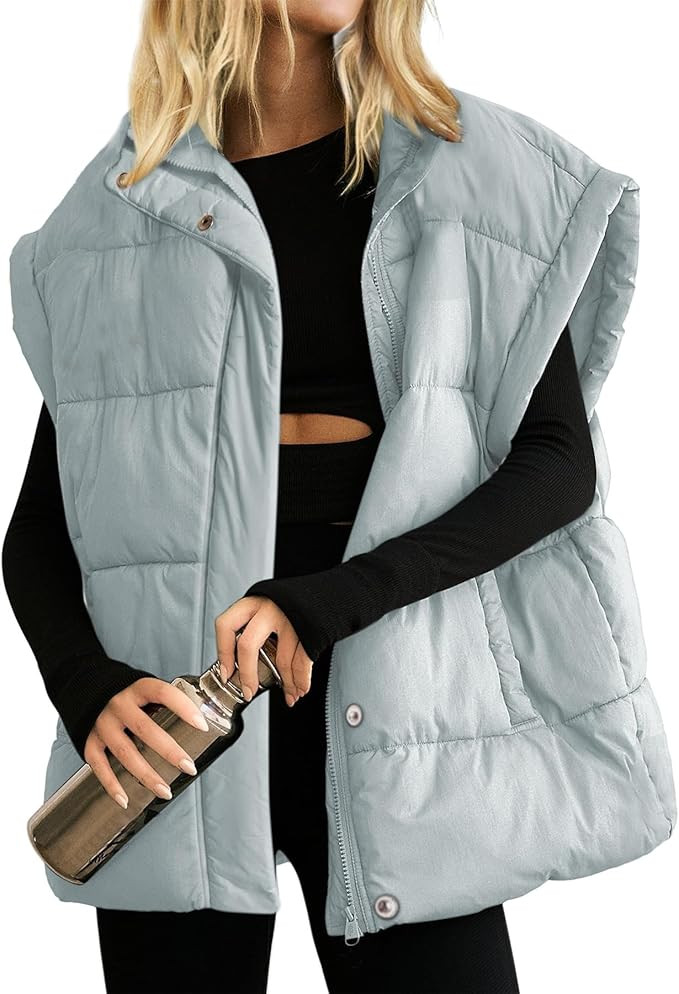Ainangua Women's Puffer Vest Stand Collar Zipper Sleeveless Jackets Winter Lightweight Vests Warm... | Amazon (US)