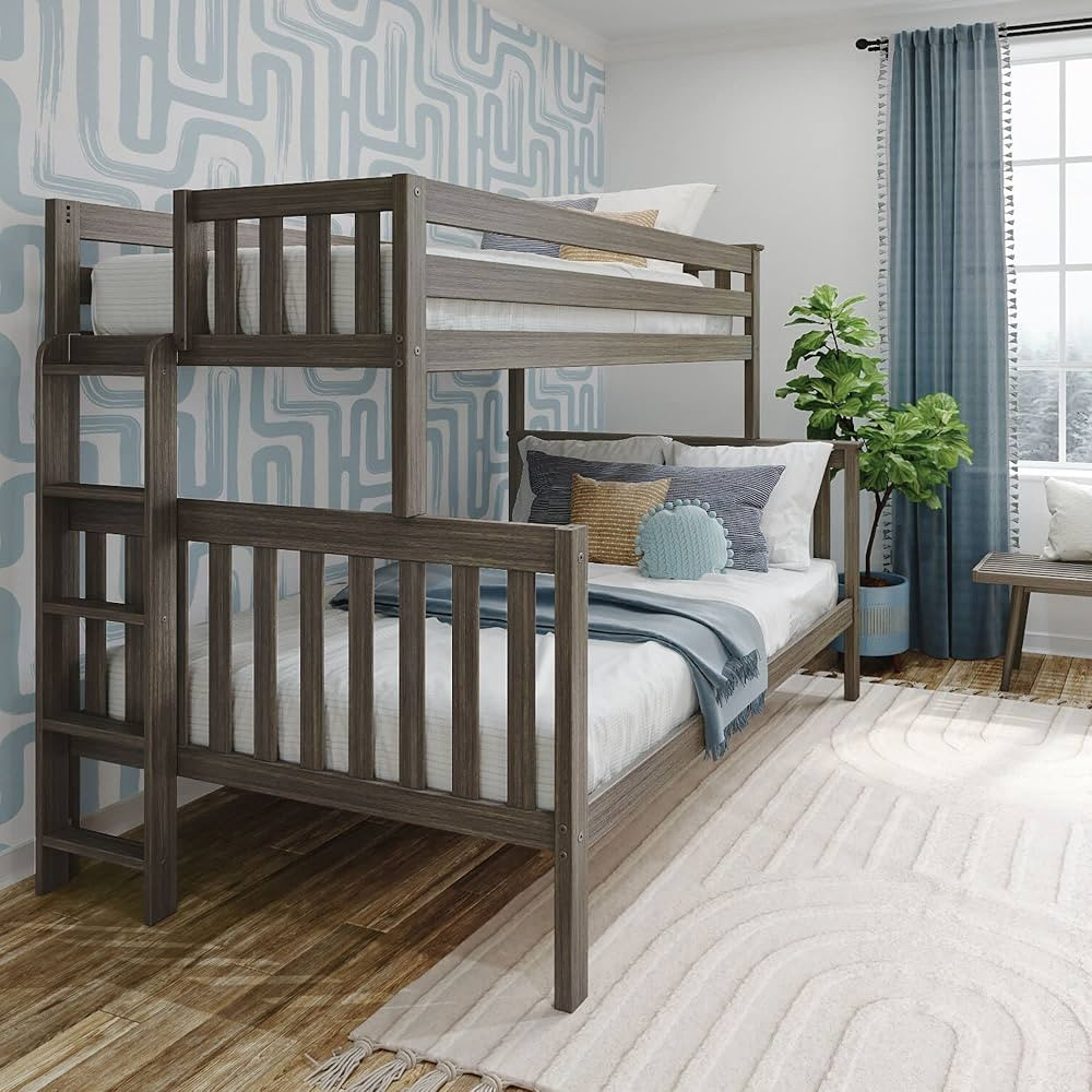 Max & Lily Bunk Bed, Twin-Over-Full Bed Frame for Kids with Ladder on End, Clay | Amazon (US)