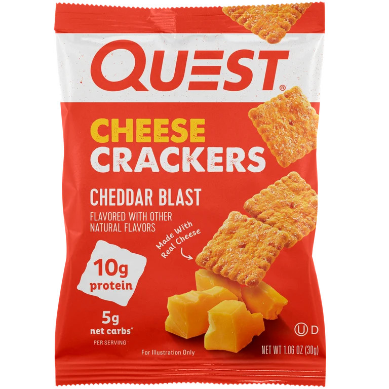 Quest Cheese Crackers, Cheddar Blast flavor, 10g of Protein, Made with Real Cheese, 4 Count | Walmart (US)