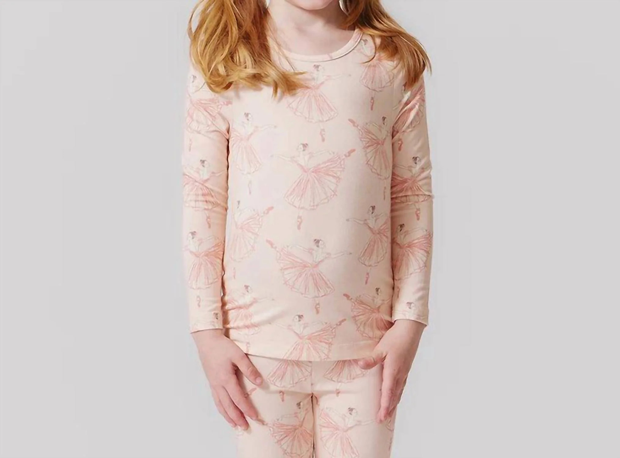 Kids Bamboo Pj Set In Pink Ballerinas | Shop Simon