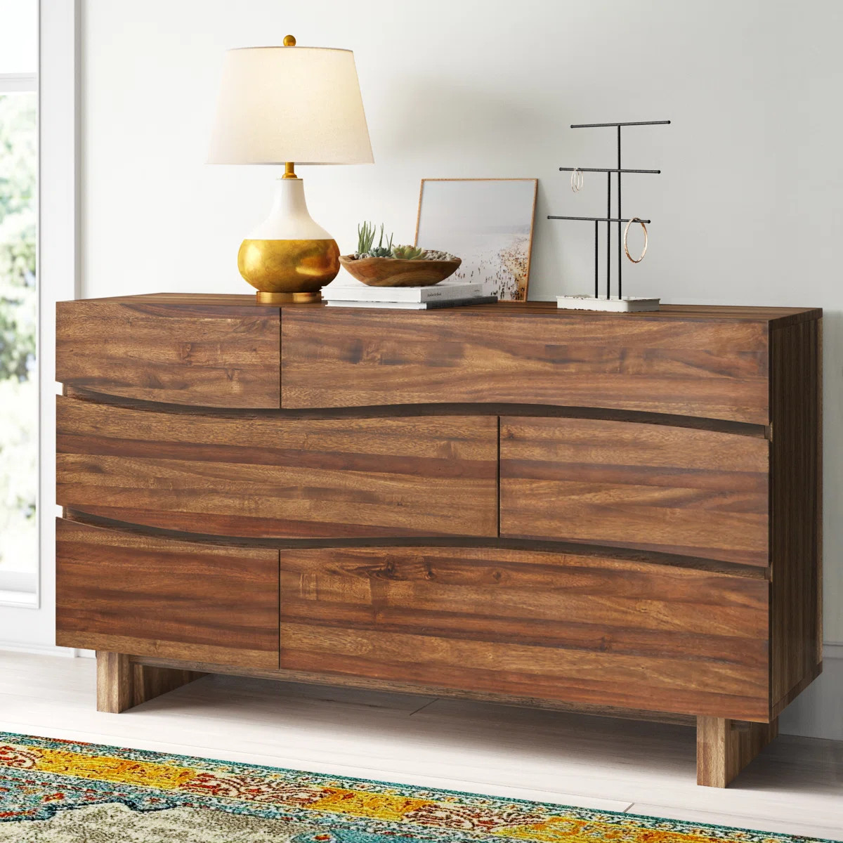 Hiram 64" W 6-Drawer Solid Wood Dresser with Dovetail Joinery | Wayfair North America