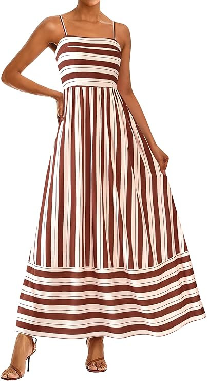 PRETTYGARDEN Summer Dresses for Women 2025 Beach Maxi Dress Spaghetti Strap Floral Boho A Line We... | Amazon (US)