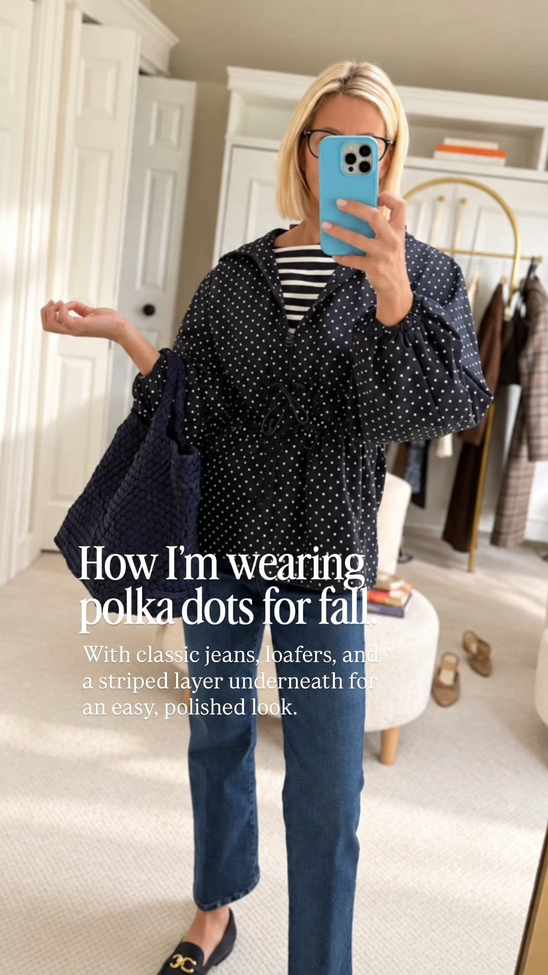 Polka dots make this everyday fall outfit so much more fun! I love the mix of the playful top with classic jeans, a striped layer, and loafers, perfect for lunch, shopping, errands, or a casual day out.

👩‍💻 LTK PRO TIPS
❤️ Heart = Support my posts ;-)
🔖 Save = Get sale & restock alerts for the things you love!
📋 Lists = Keep favorites organized (List ideas: Christmas, Birthdays, and Vacations!)
📲 Share = Send lists and products to a friend (or your daughters like me).
💬 Comment = Ask me anything, and I’ll answer. ;-)

#LTKootd #LTKSeasonal #LTKOver40