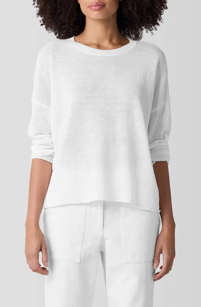 Eileen Fisher Crewneck Organic Linen & Organic Cotton Sweater | Nordstrom | Nordstrom