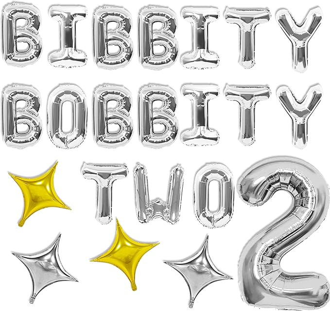 22 PCS Bibbity Bobbity Two Banner 16 inches balloons 2nd birthday party girls balloons second bir... | Amazon (US)