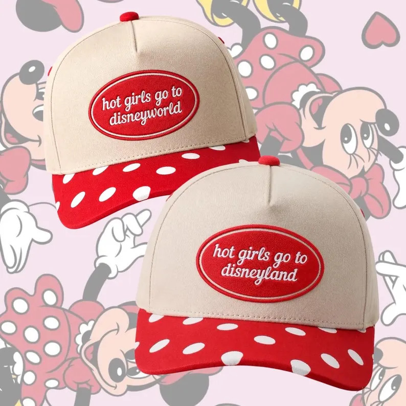 Hot Girls Go to Disneyland / Disneyworld Red White Polka Dot Embroidered Hat Cap - Etsy | Etsy (Global)