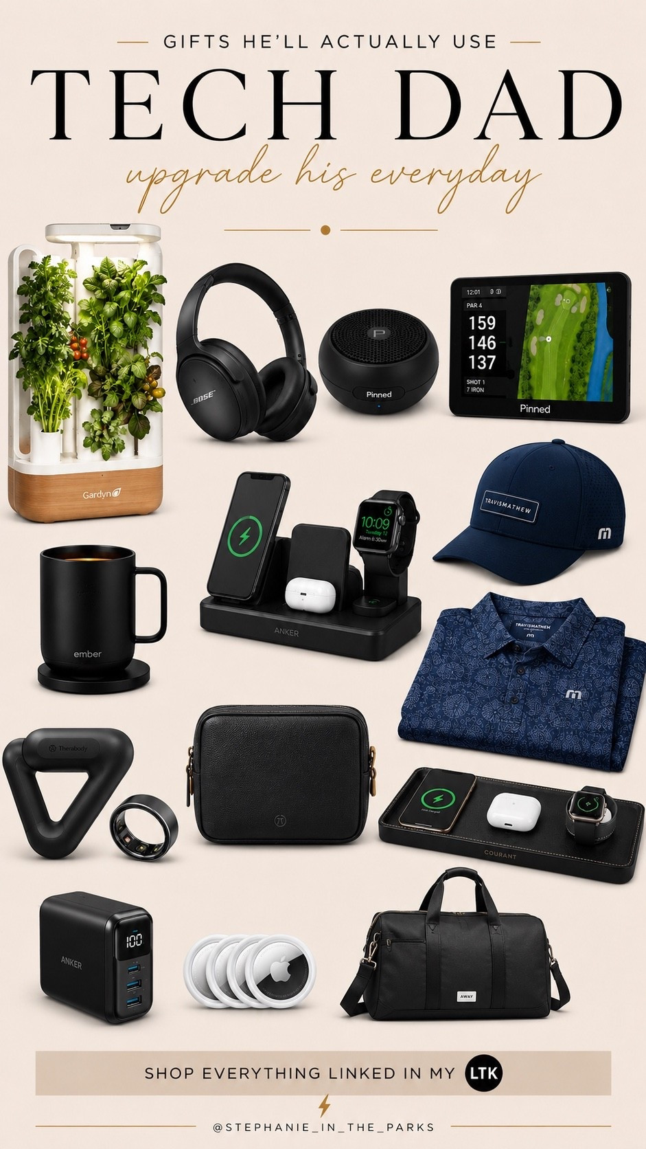 Tech gifts for the dad who loves smart upgrades, golf gadgets, wellness tech, and everyday luxury ⚡️ From the viral Gardyn system to Pinned golf tech, Bose headphones, and elevated desk essentials — these are gifts he’ll actually use. Everything is linked in my LTK. #TechDad #FathersDayGiftGuide #LTKMens #GolfTech #SmartHome #LTKFinds #MensGiftIdeas #LuxuryLifestyle #GolfDad #TechFavorites