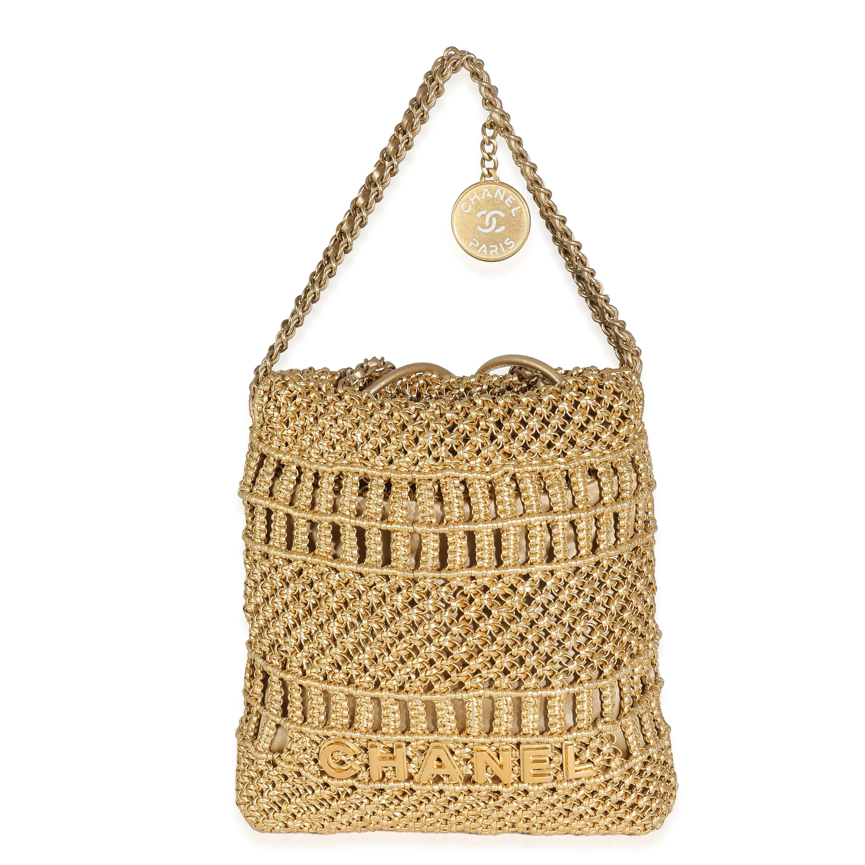 Chanel Métiers dart Gold Macrame Calfskin Mini Chanel 22 Hobo | myGemma