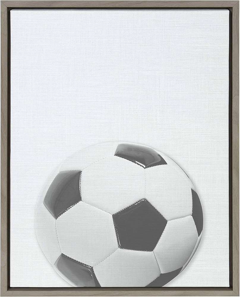DesignOvation Sylvie Soccer Ball Portrait Framed Canvas Wall Art, 18x24 Gray, Sporty Wall Decor f... | Amazon (US)