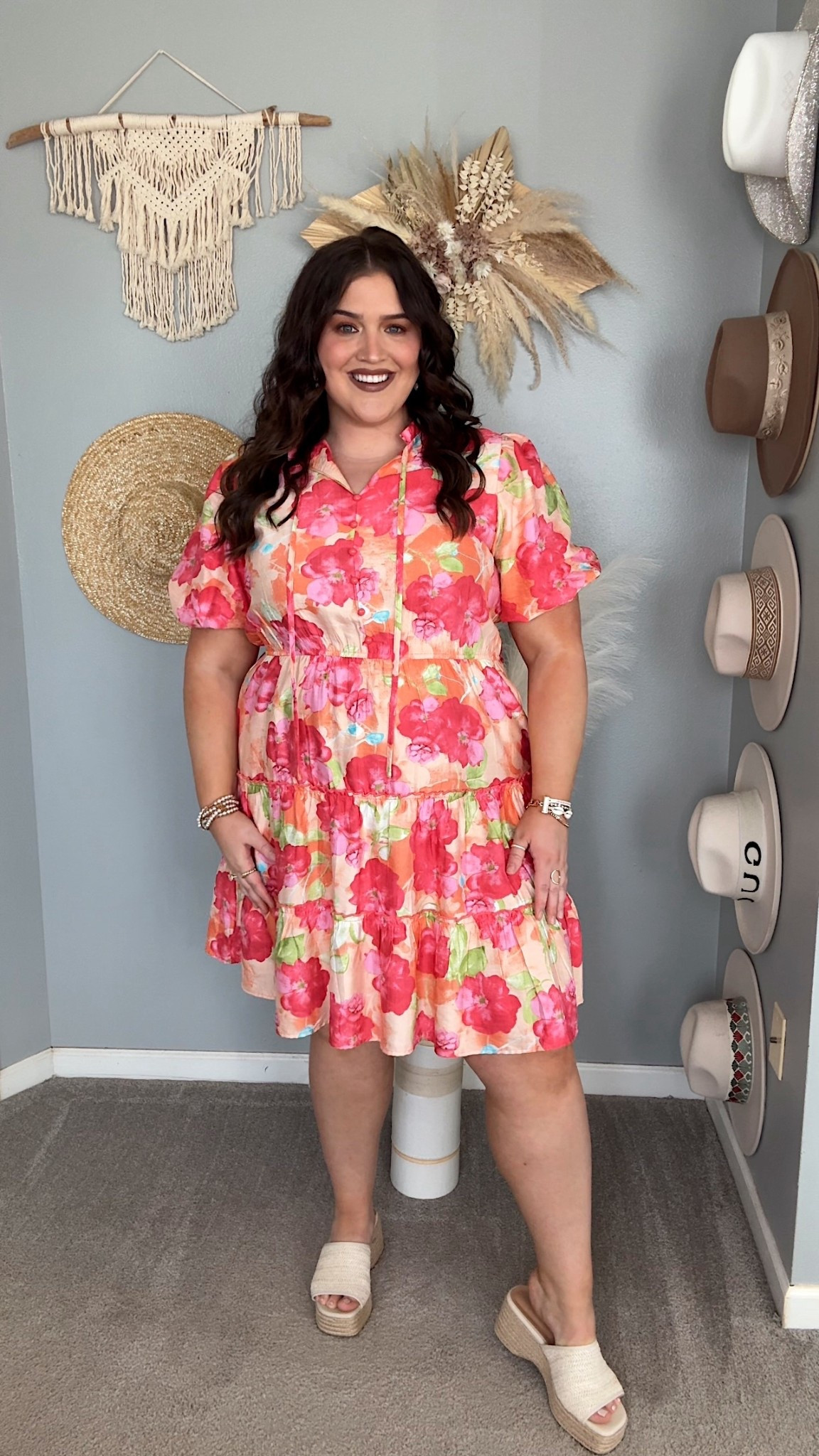 Spring floral print mini dress from Amazon 💐 Love these bright colors! Makes me so excited for the warmer temps. Wearing a size XXL. Easter dress, vacation outfit, plus size fashion 

#LTKgrwm #LTKPlusSize #LTKootd