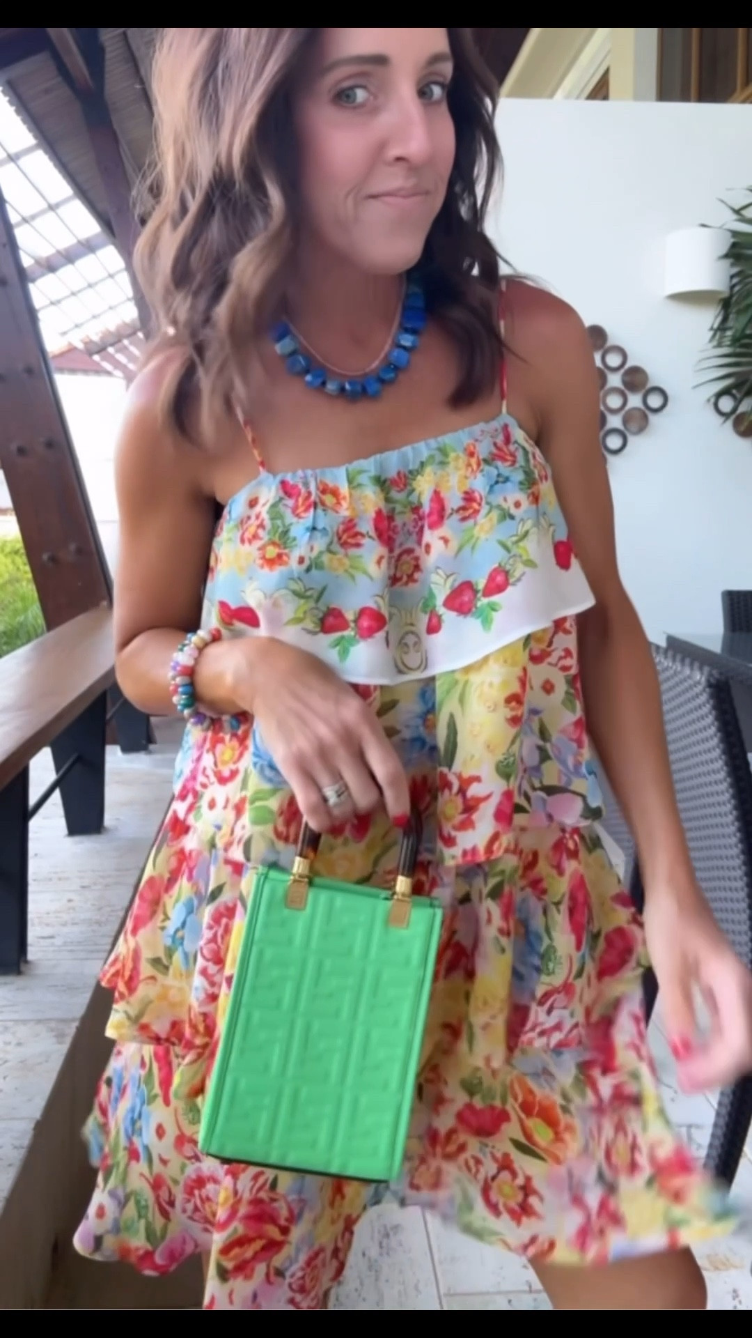Fun & festive for dinner tonight. Farm Rio dress. Resort style, vacation style. 

Vivrelle bag. Borrow a bag with Vivrelle for FREE (1st month) with code TWOPEAS. 

Dress XS. 

#LTKootd #LTKTravel #LTKSeasonal