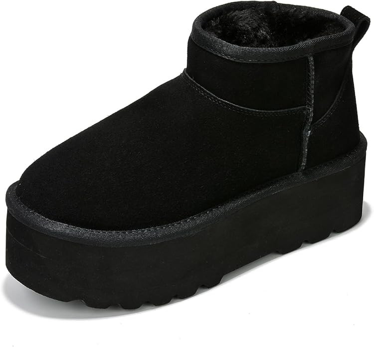 Project Cloud 100% Genuine Suede Leather Ankle Boots for Women - Fur Boots Memory Foam Insole Wom... | Amazon (US)