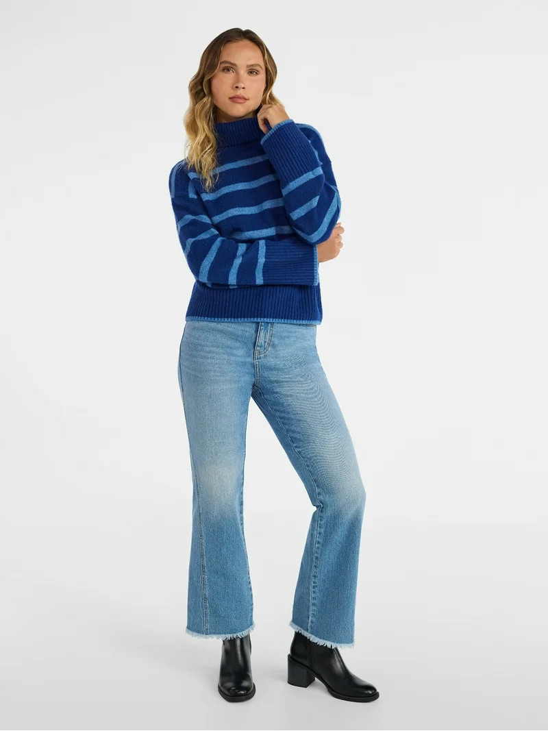Time and Tru Women's Chunky Turtleneck Pullover Sweater with Long Sleeves, Mid-weight, Sizes XS-X... | Walmart (US)