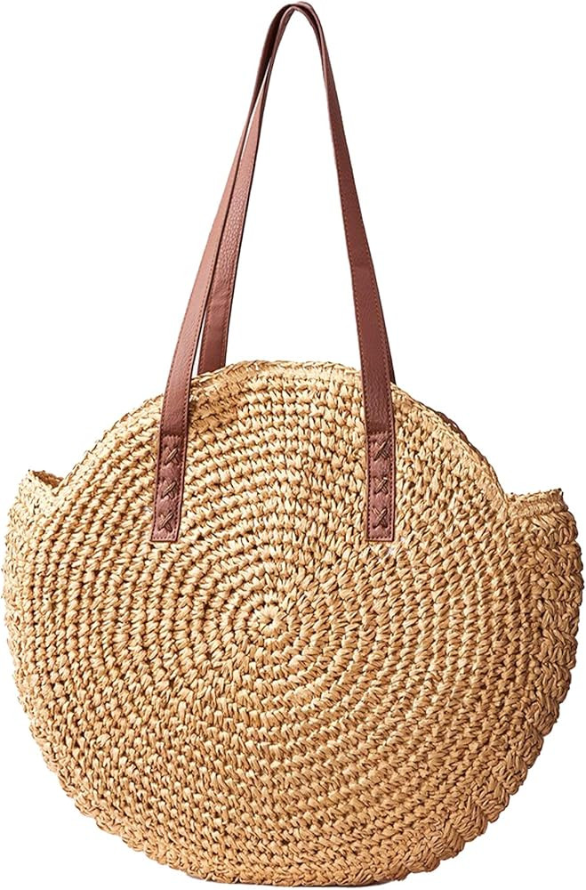 Charlie Paige Straw Beach Bag - Summer Beach Tote Bag - Cute Beach Bag Haul Summer Essentials in thi | Amazon (US)