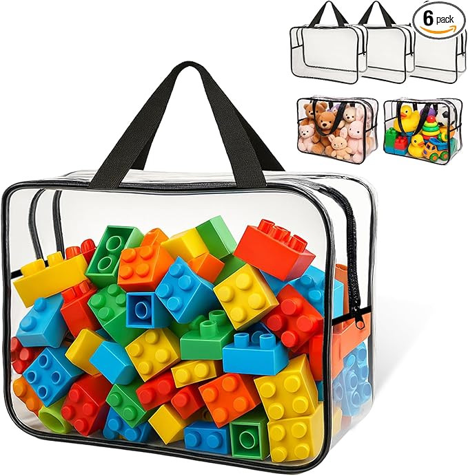 Widened X-Large Toy Storage Bags 12.99 x 9.45 x 7.09 in 6 Packs Reusable Clear PVC Board with Zip... | Amazon (US)