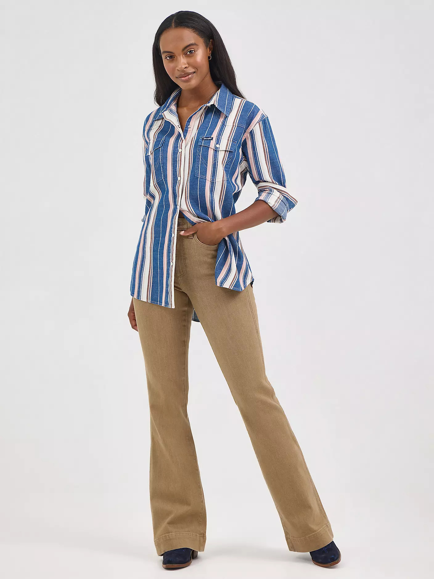 Women's Wrangler Retro® Boyfriend Western Snap Shirt | Wrangler