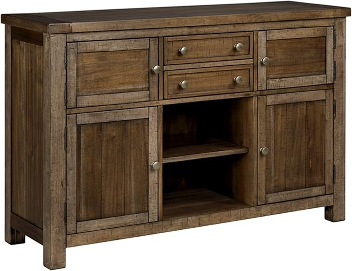 Signature Design by Ashley Moriville Vintage Casual Dining Room Buffet or Server with 4 Cabinets ... | Amazon (US)