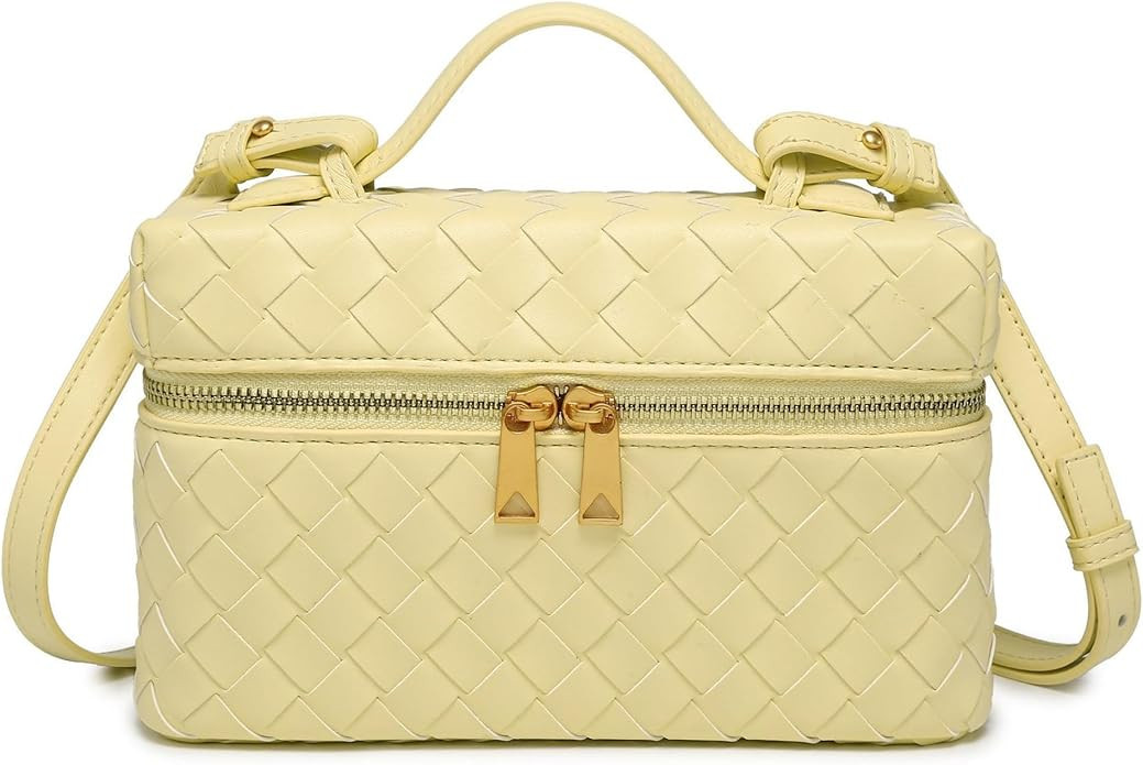 Rejolly Top-Handle Pouch Handbag for Women Woven Leather Vanity Case Designer Crossbody Bag Quiet... | Amazon (US)