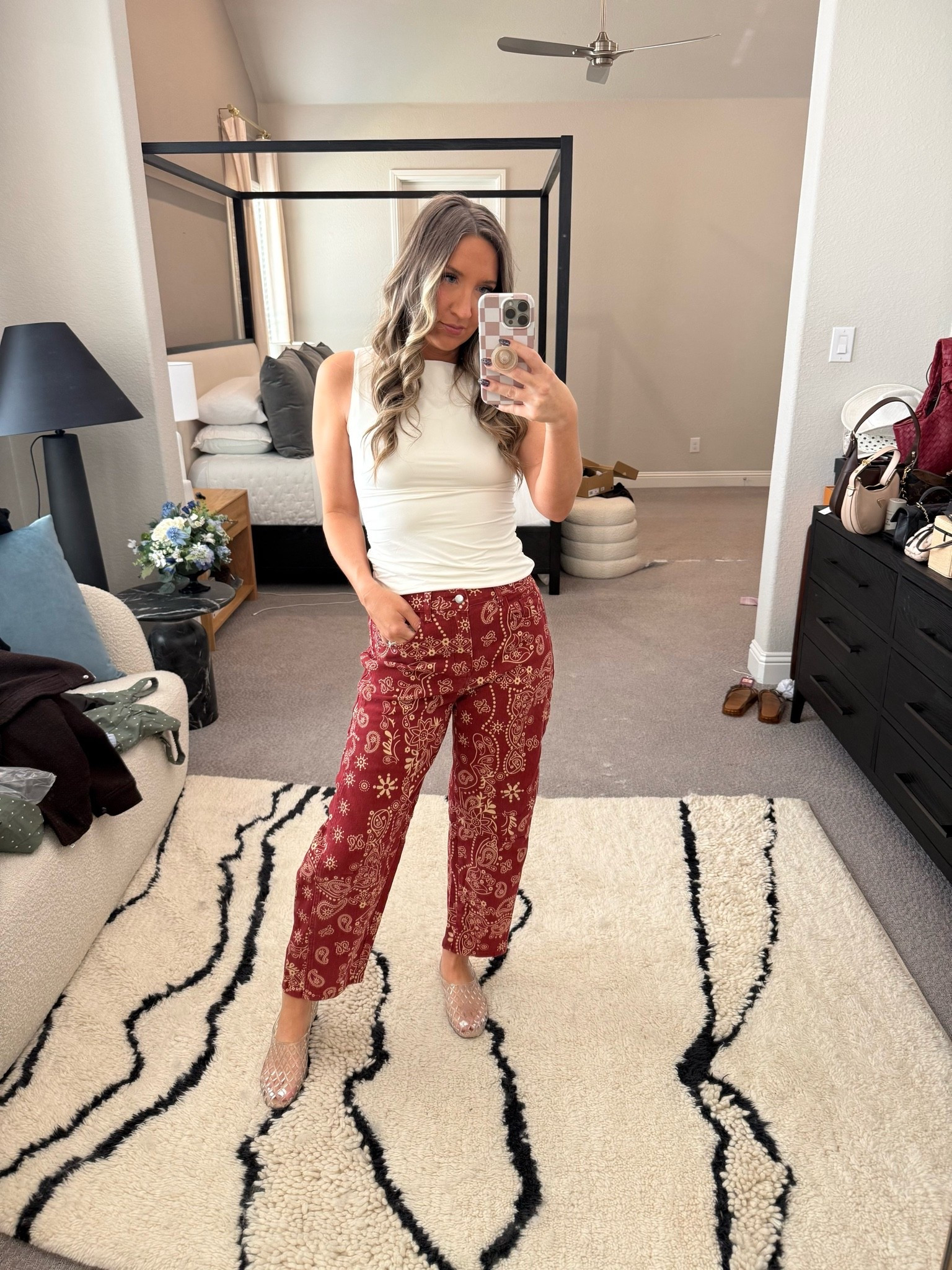 Been loving this bandanna, print for fall!

Seasonal fall fashion Amazon find affordable Mom favorites pants tank jelly flats ￼

#LTKmomlife #LTKSeasonal #LTKootd