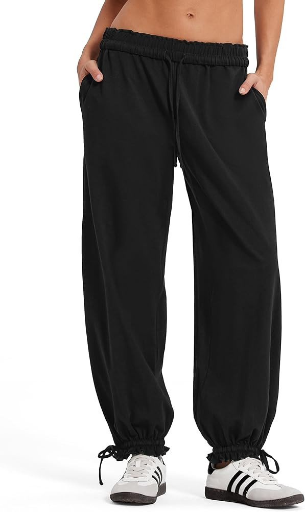 MOOSLOVER Women Comfy Casual Lounge Pants Cotton Lightweight Sweatpants Drawstring Flod Over Ball... | Amazon (US)