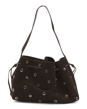 Suede Drawstring Eyelet Shoulder Bag For Women | TJ Maxx