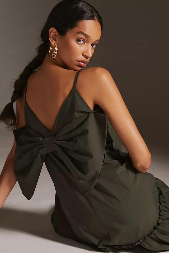 Blue Tassel V-Neck Bow-Back Midi Dress | Anthropologie (US)