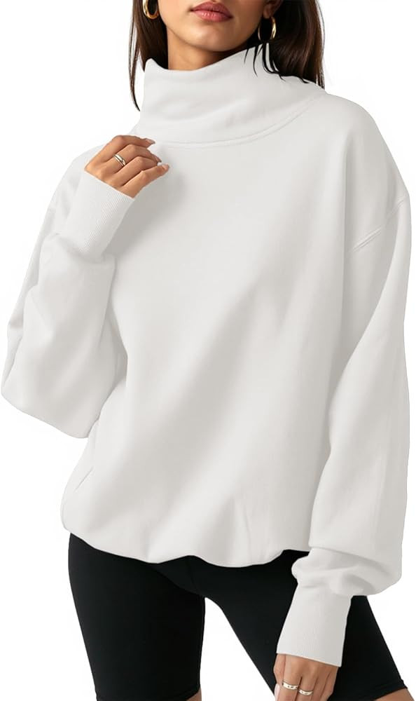 Fisoew Women's Oversized Turtleneck Sweatshirt Long Sleeve Pullover Casual Tops | Amazon (US)
