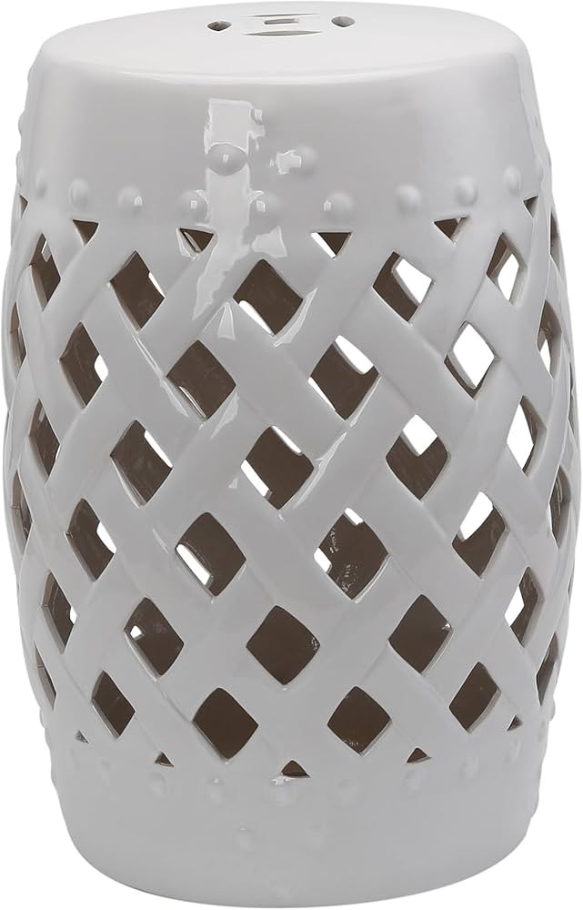 Outsunny 13" x 18" Ceramic Garden Stool with Woven Lattice Design & Glazed Strong Materials Decor... | Amazon (US)