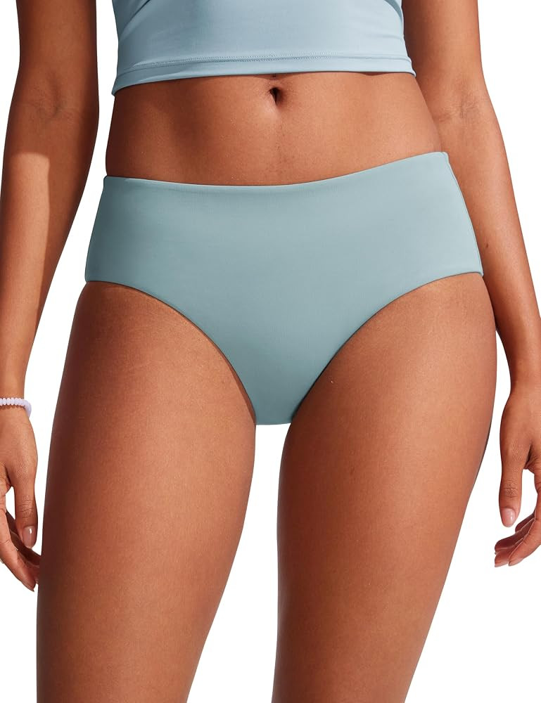 CRZ YOGA Mid Waisted Bikini Bottoms for Women - Full Coverage Bathing Suit Swimsuit Basic Swim Br... | Amazon (US)