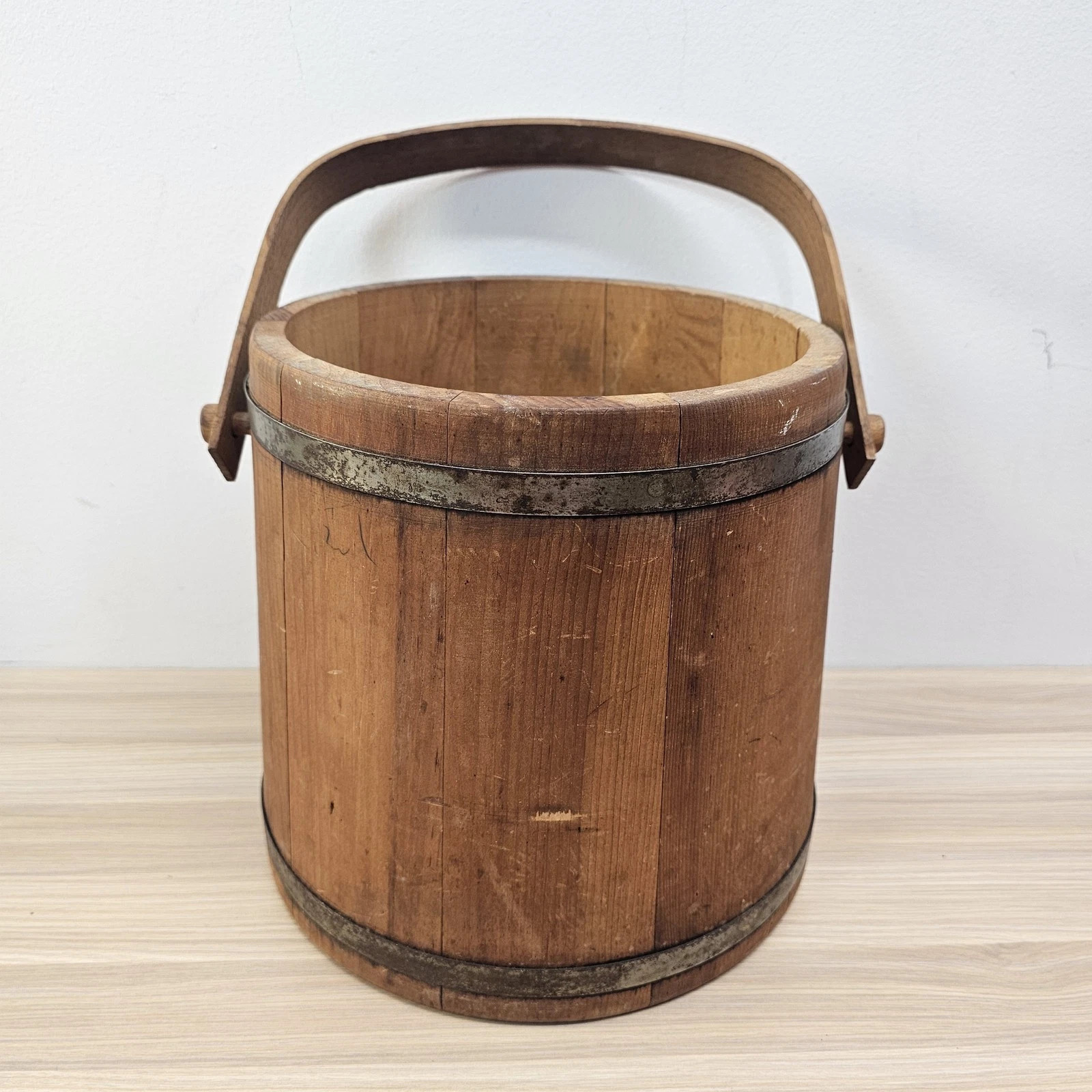 Vintage Basketville Wooden Bucket Barrel Brown Firkin Rustic Farm Decor USA | eBay US