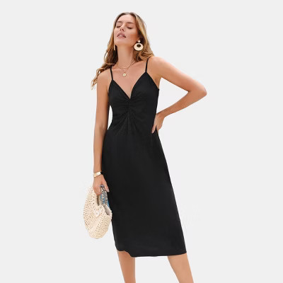 Women's Black Spaghetti Strap Midi Dress - Cupshe-XL-Black | Target