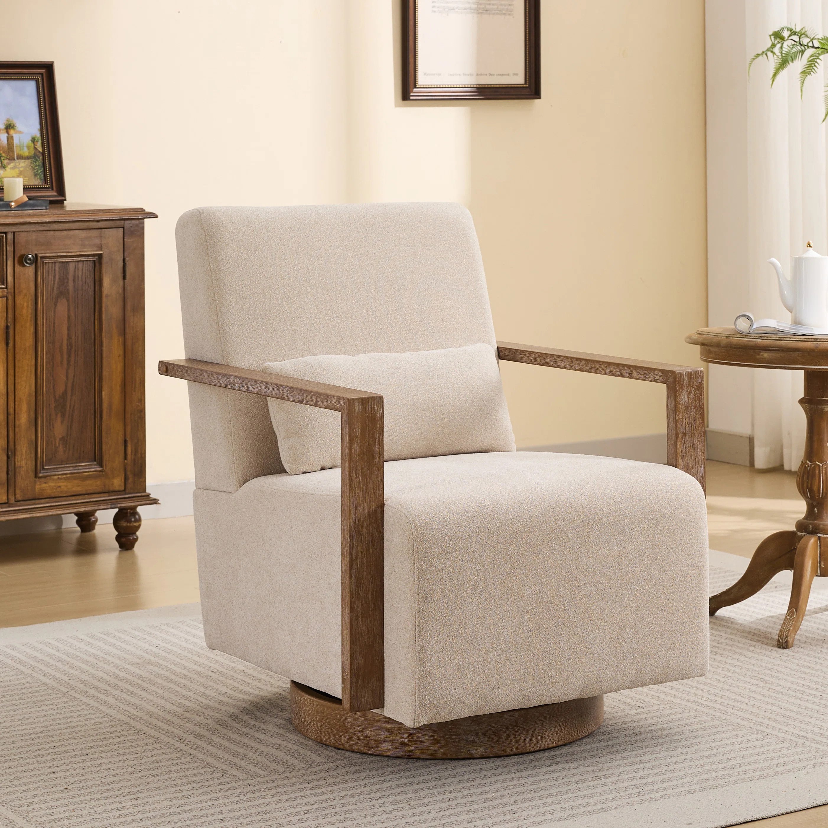 Ynes 30.8" Wide Upholstered Swivel Armchair | Wayfair North America