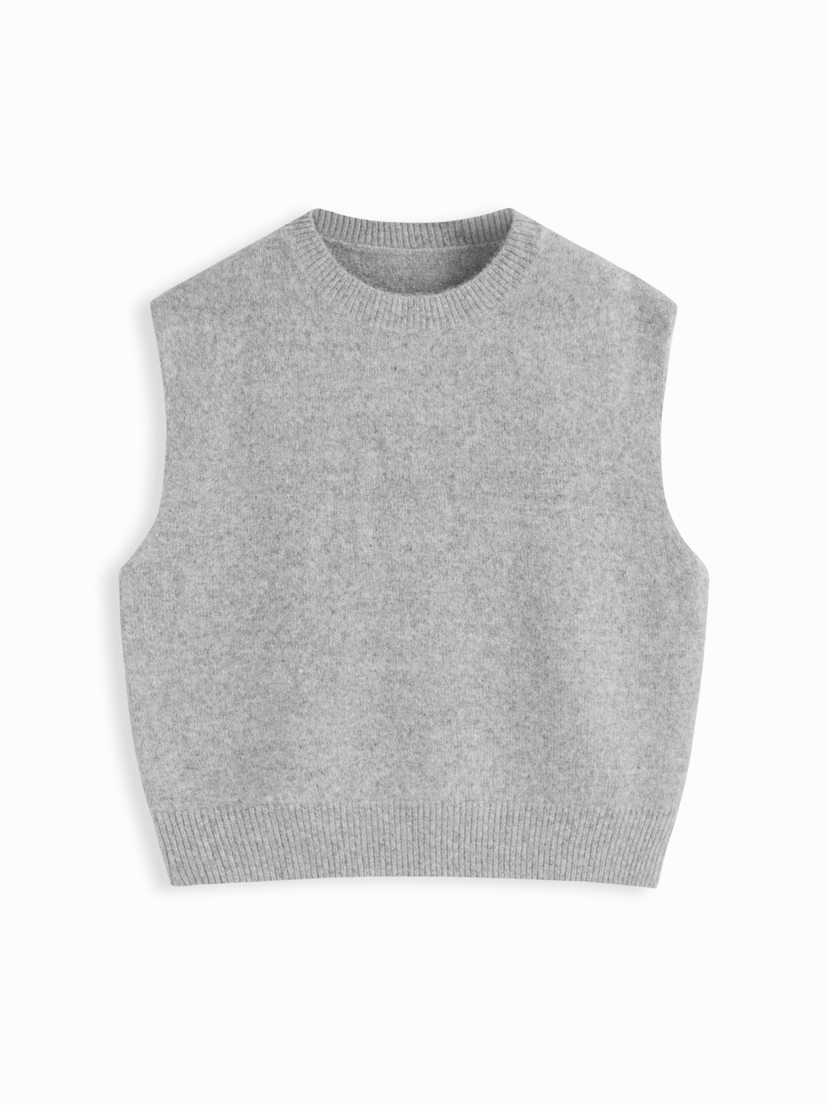 Knit Fabric Knit Round Neckline Solid Oversized Vest For Daily Casual | Cider