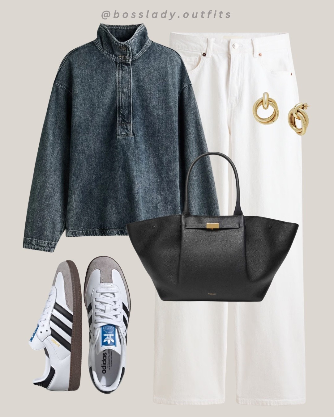 Denim pullover shirt

Tags: denim popover shirt, oversized denim jacket, white wide leg jeans, gold hoop earrings, black tote bag, adidas samba sneakers, fall transition outfit, casual fall outfit, neutral outfit inspo, airport outfit, simple outfit inspo, chic everyday outfit, street style outfit, fall outfit 2026

#LTKshoes #LTKstyletip #LTKbag