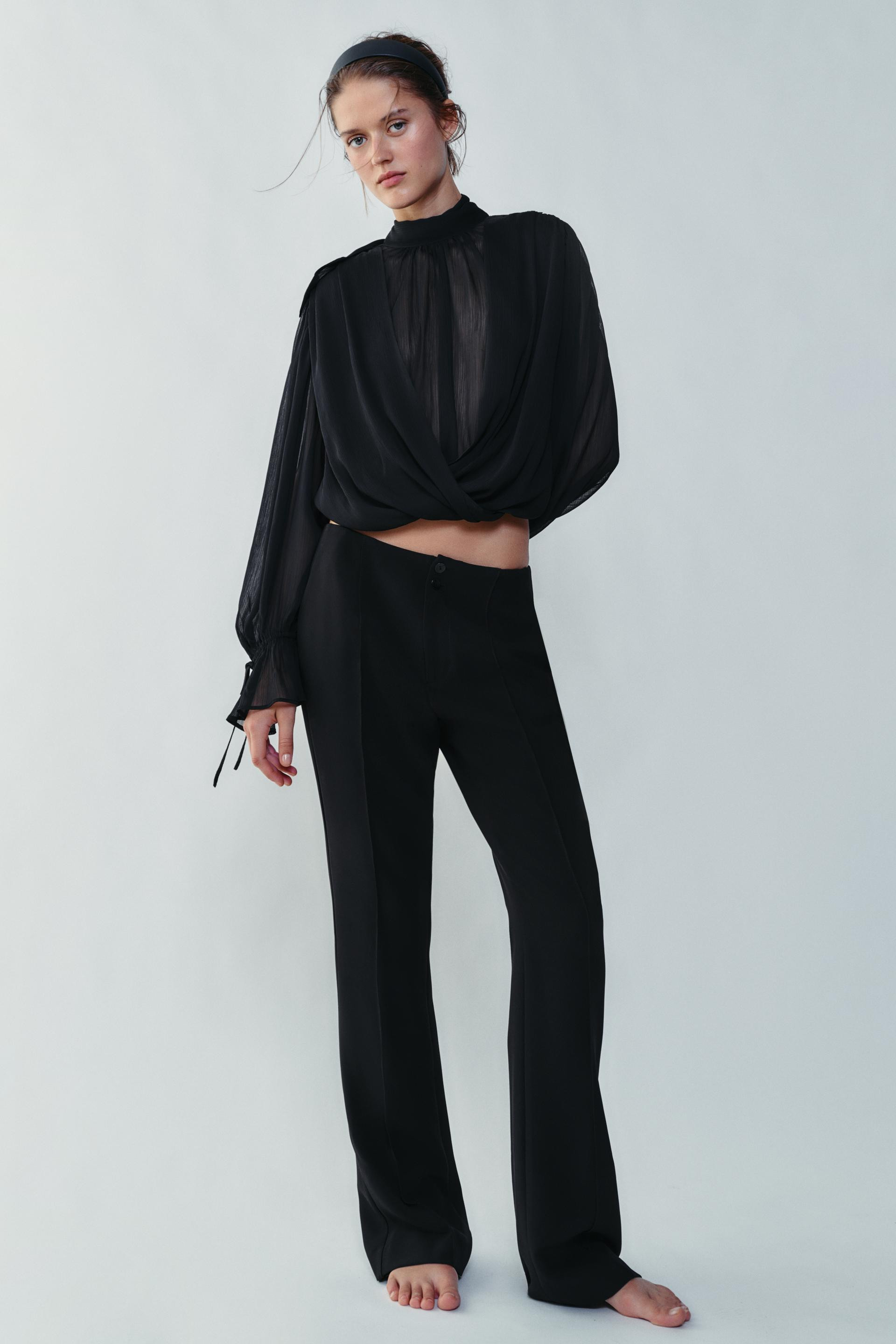 Zara - Draped Bow-Back Bodysuit - Red - Xs - Woman | Zara US