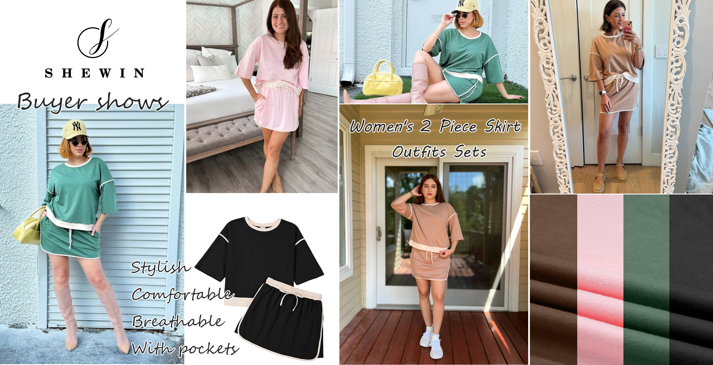 SHEWIN Womens Matching Sets Outfits for Women 2 Piece Sets Skirt Sets Summer Short Sleeve Top Tra... | Walmart (US)