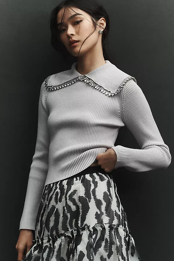 By Anthropologie Embellished Collar Sweater | Anthropologie (US)