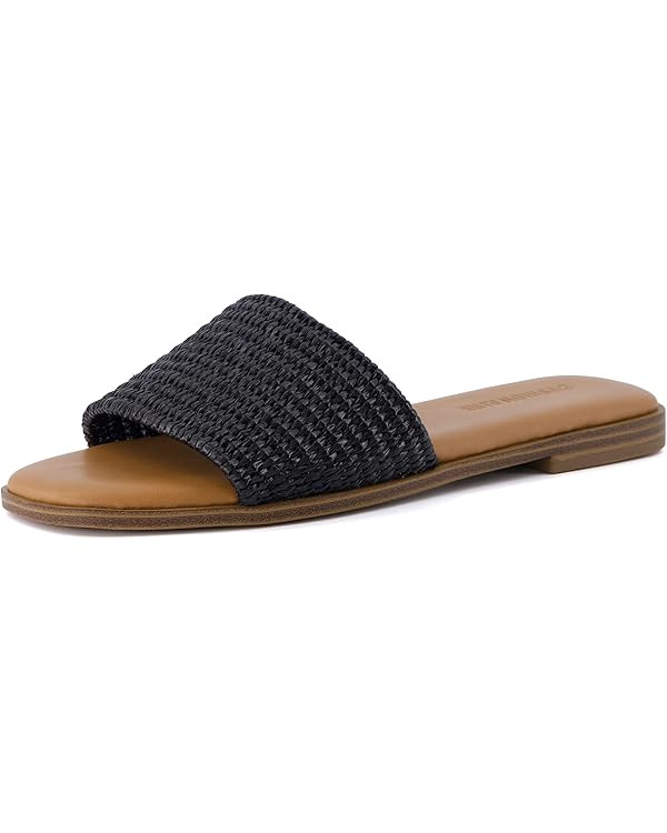 CUSHIONAIRE Women's Sesame raffia slide sandal +Memory Foam, Wide Widths Available | Amazon (US)