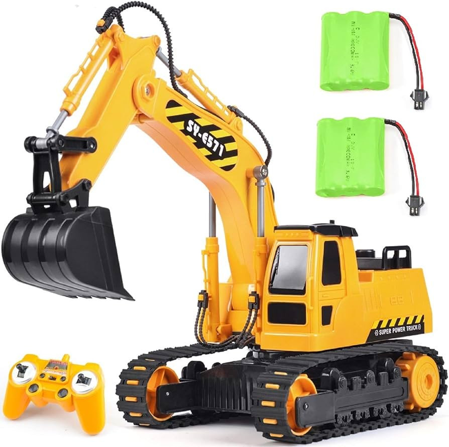 DOUBLE E Remote Control Excavator Toy 2 Batteries RC Excavators Sandbox Digger Hydraulic Construc... | Amazon (US)